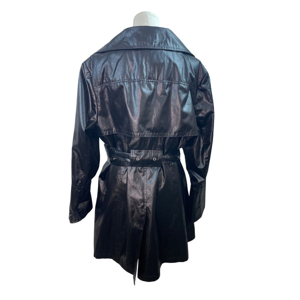 Hilary Radley Black Trench Coat With Belt & Floral Lining