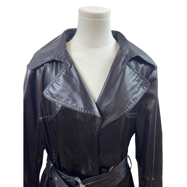 Hilary Radley Black Trench Coat With Belt & Floral Lining