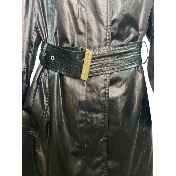 Hilary Radley Black Trench Coat With Belt & Floral Lining