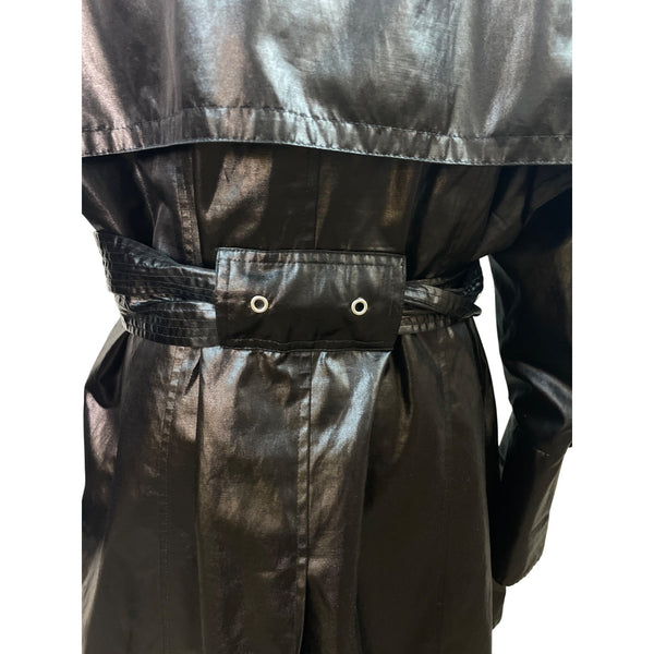 Hilary Radley Black Trench Coat With Belt & Floral Lining