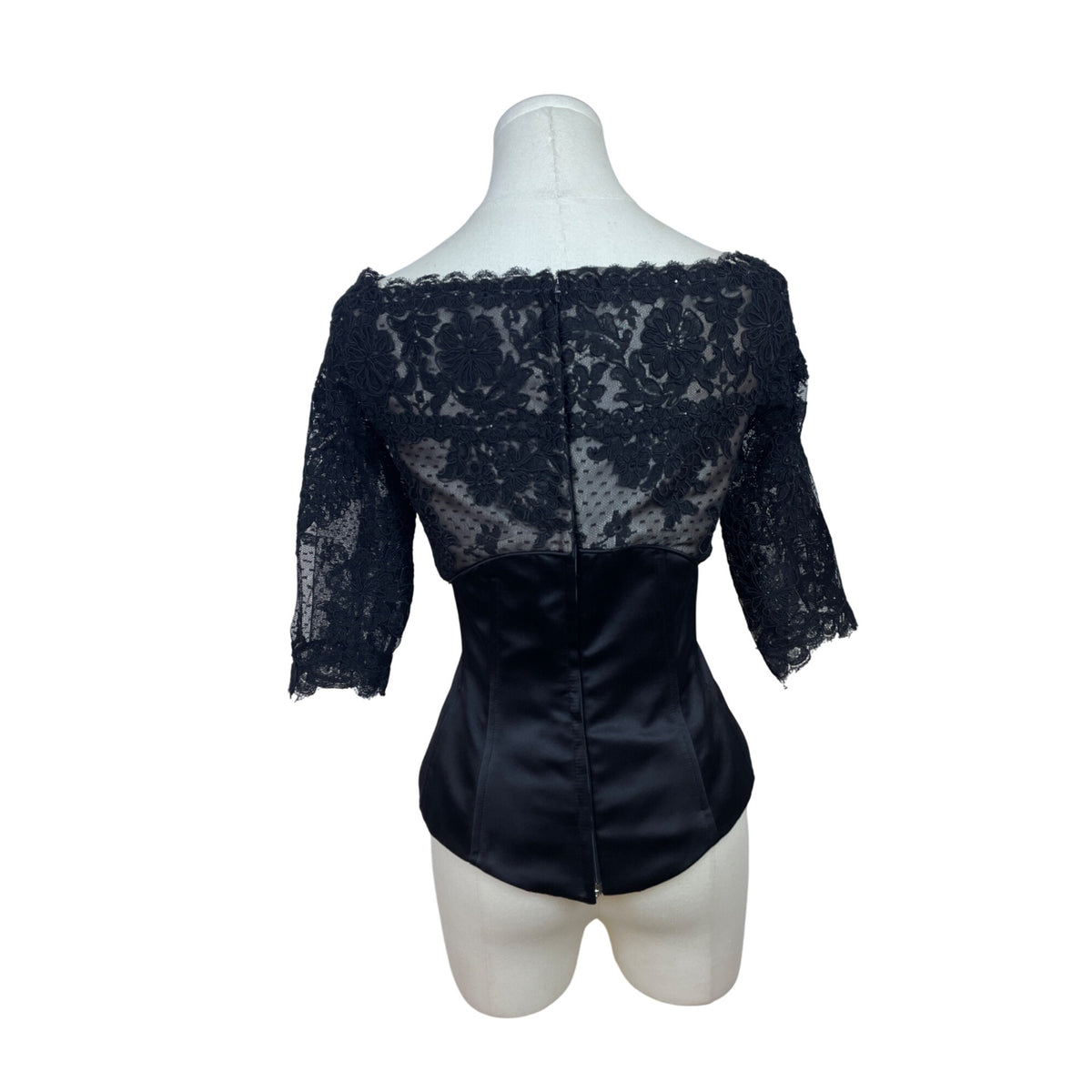 Vintage Rose Taft Couture Womens Black Lace Top Off-Shoulder