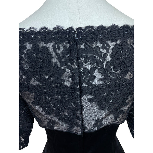 Vintage Rose Taft Couture Womens Black Lace Top Off-Shoulder