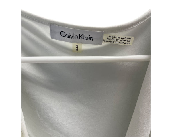 Calvin Klein Womens White Sleeveless Drape Top Size M
