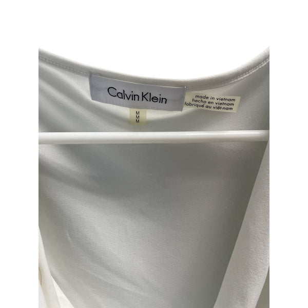 Calvin Klein Womens White Sleeveless Drape Top Size M