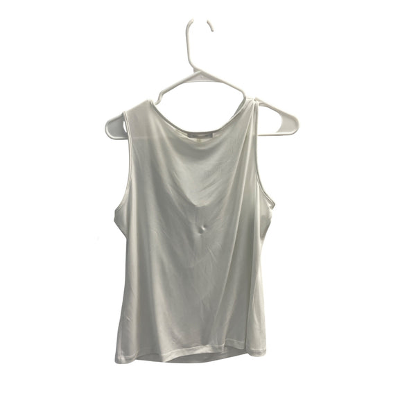 Calvin Klein Womens White Sleeveless Drape Top Size M