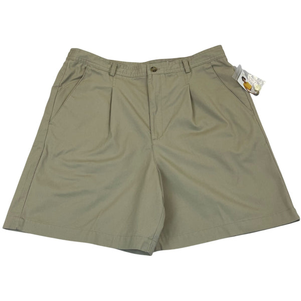 White Stag Women's Beige Cotton Pleated Shorts With Pockets Elastic Back Size 14