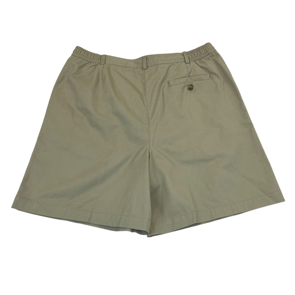 White Stag Women's Beige Cotton Pleated Shorts With Pockets Elastic Back Size 14