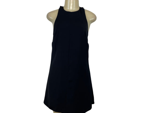 ASOS Black Halter Neck Mini Dress With Button Back Detail - Size 4