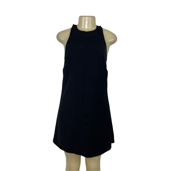 ASOS Black Halter Neck Mini Dress With Button Back Detail  - Size 4