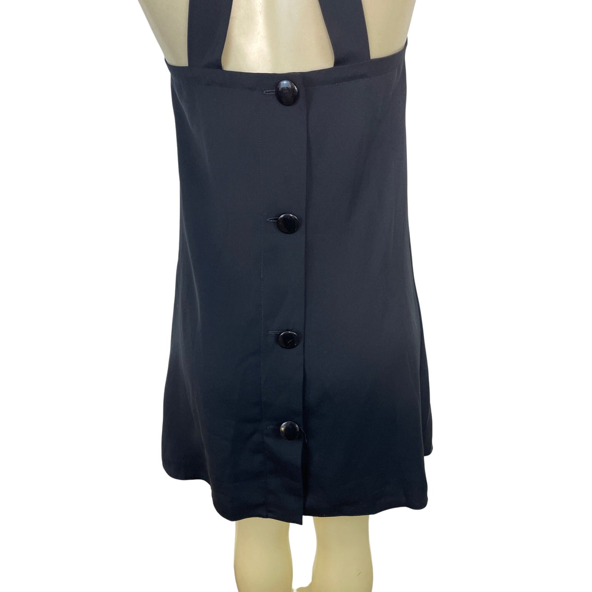 ASOS Black Halter Neck Mini Dress With Button Back Detail  - Size 4