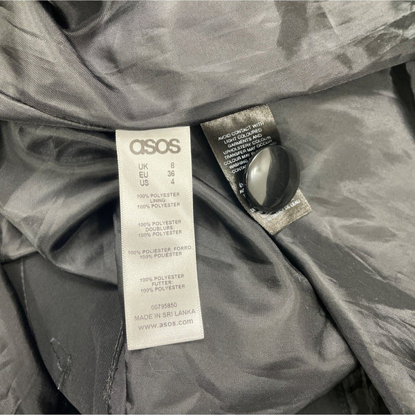 ASOS Black Halter Neck Mini Dress With Button Back Detail  - Size 4