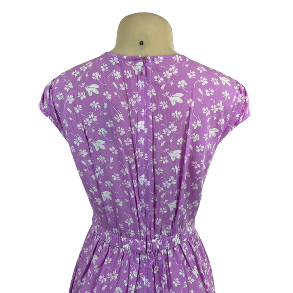 J. Crew Women’s Purple Floral Wrap Dress W/ Ruffle Hem & Cap Sleeves Sz 2 - New