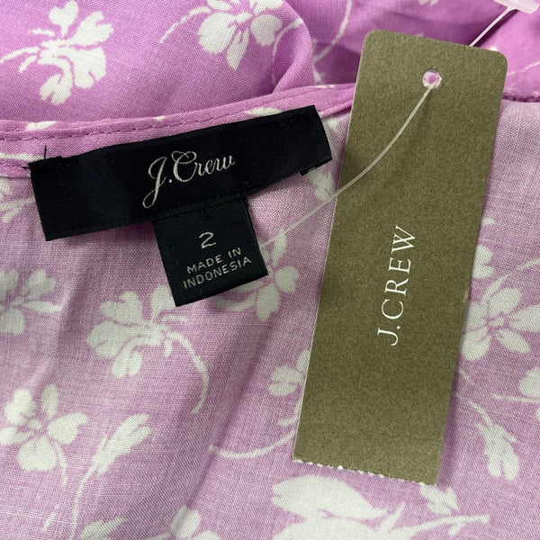 J. Crew Women’s Purple Floral Wrap Dress W/ Ruffle Hem & Cap Sleeves Sz 2 - New