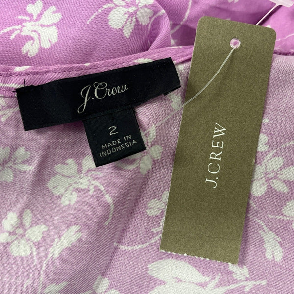 J. Crew Women’s Purple Floral Wrap Dress W/ Ruffle Hem & Cap Sleeves Sz 2 - New