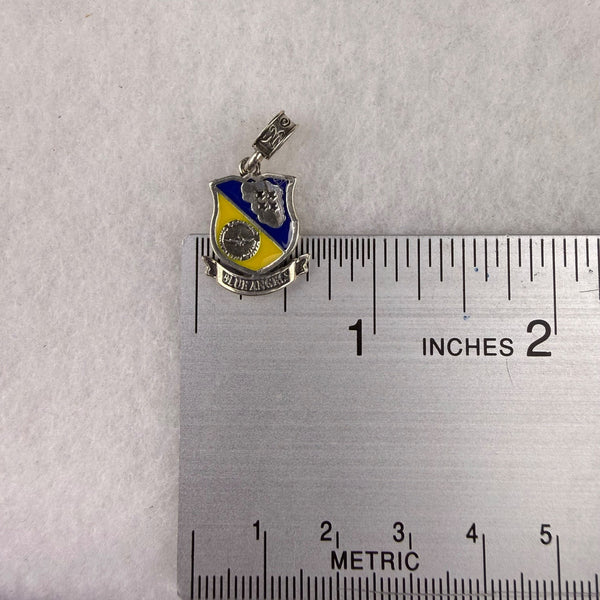 Blue Angels Sterling Charm Pendant Silver Enamel Shield Vintage Military Insignia