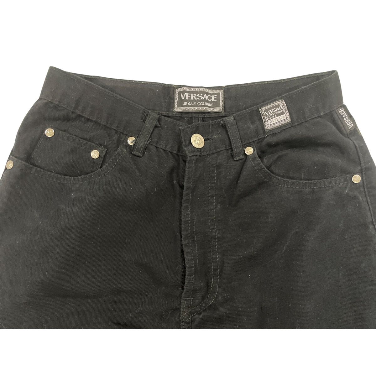 Versace Jeans Couture Black Denim Straight-Leg Jeans Mens Button Fly Size 30