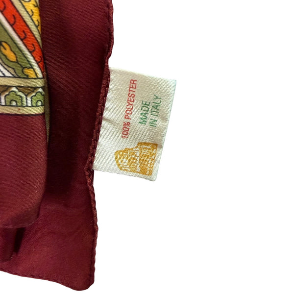 100% Polyester Womens Burgundy Paisley Scarf Made In Italy Elegant Lightweight Design