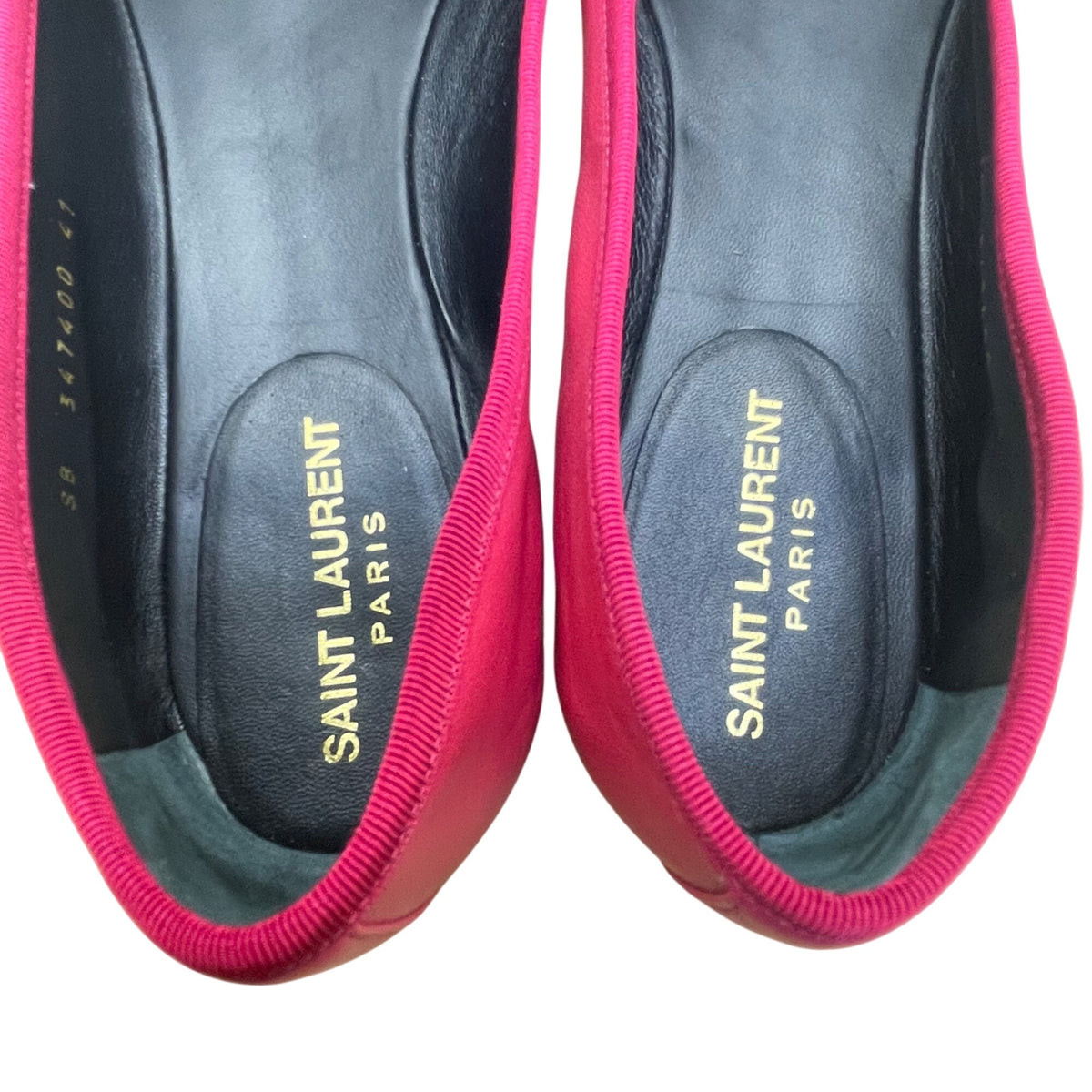 Saint Laurent Women’s Pink Leather Stylish Bow Detail  Ballet Flats Size 41