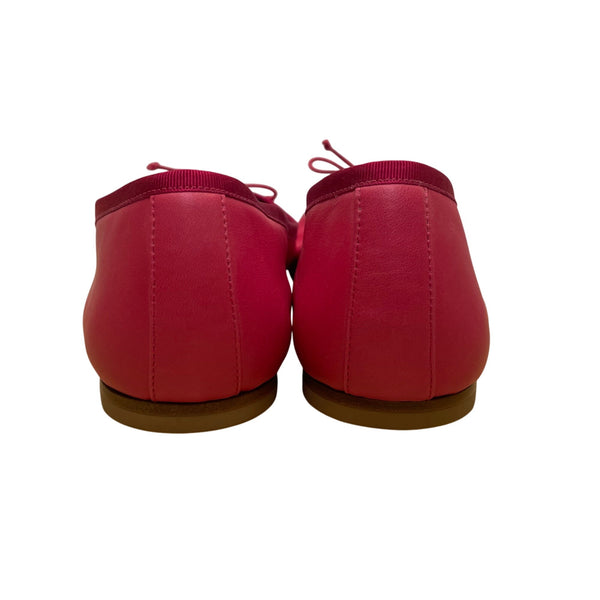 Saint Laurent Women’s Pink Leather Stylish Bow Detail  Ballet Flats Size 41