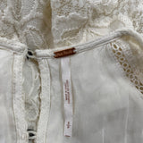 Free People Womens Lace Long Sleeve Mini Dress Ivory Size S