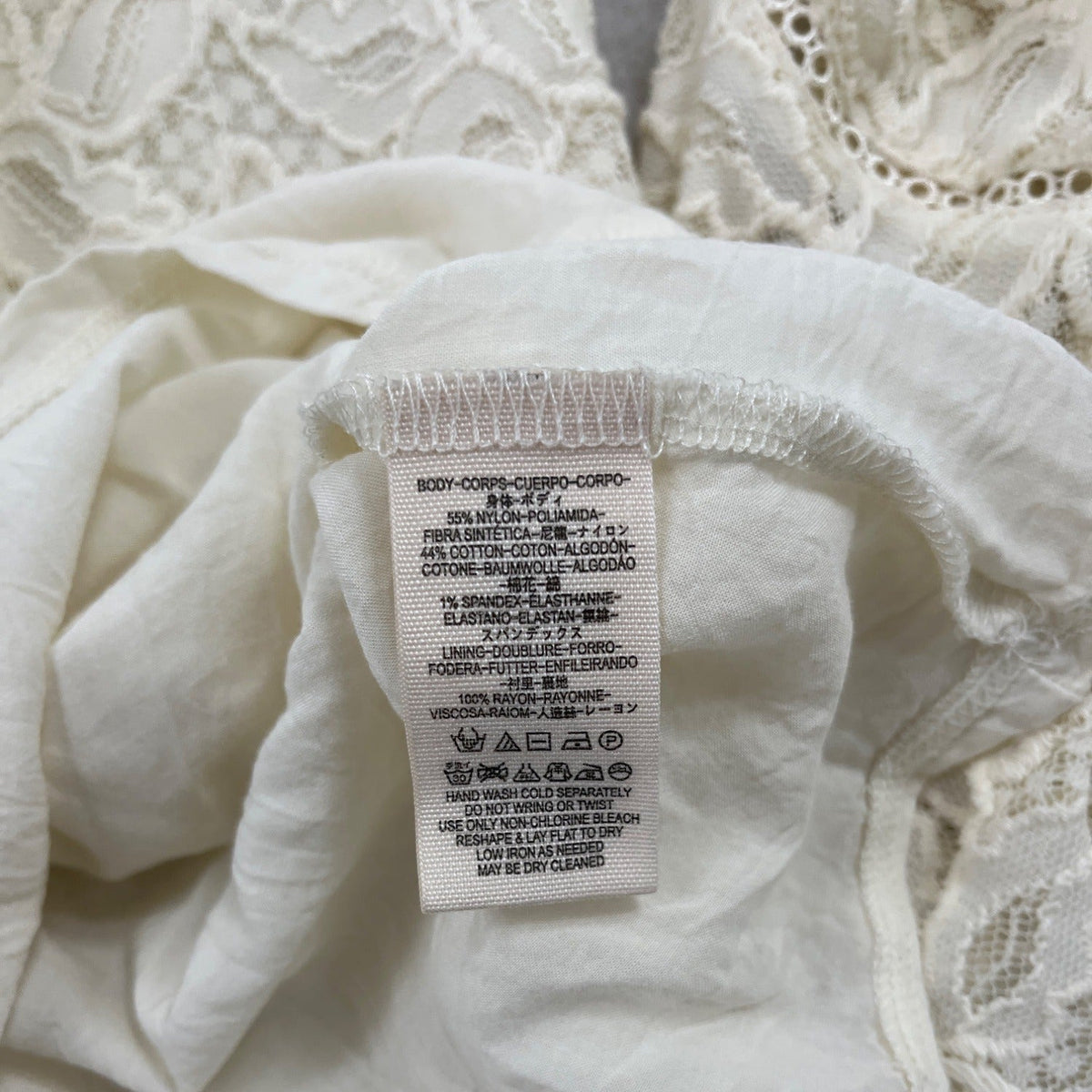 Free People Womens Lace Long Sleeve Mini Dress Ivory Size S