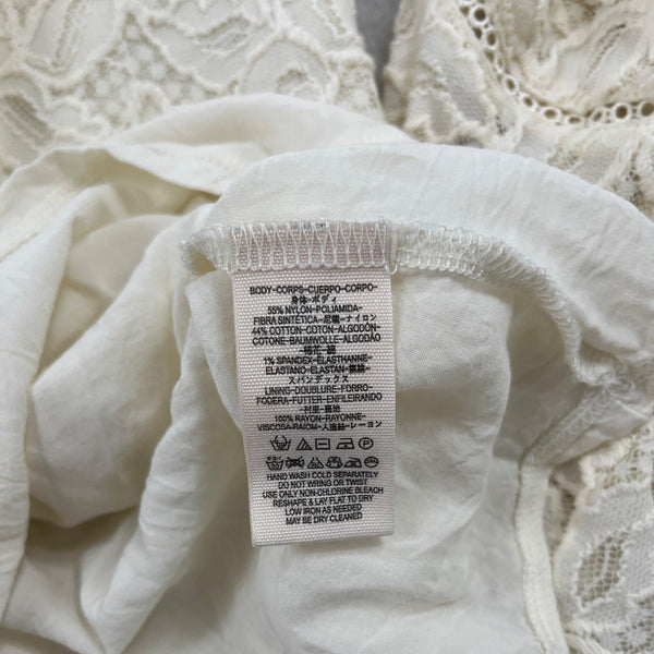 Free People Womens Lace Long Sleeve Mini Dress Ivory Size S