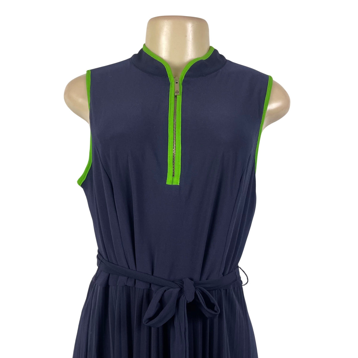 Tommy Hilfiger Women Navy & Green Sleeveless Fit & Flare Midi Dress Sz 10 - New