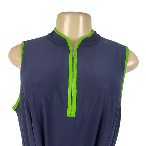 Tommy Hilfiger Women Navy & Green Sleeveless Fit & Flare Midi Dress Sz 10 - New