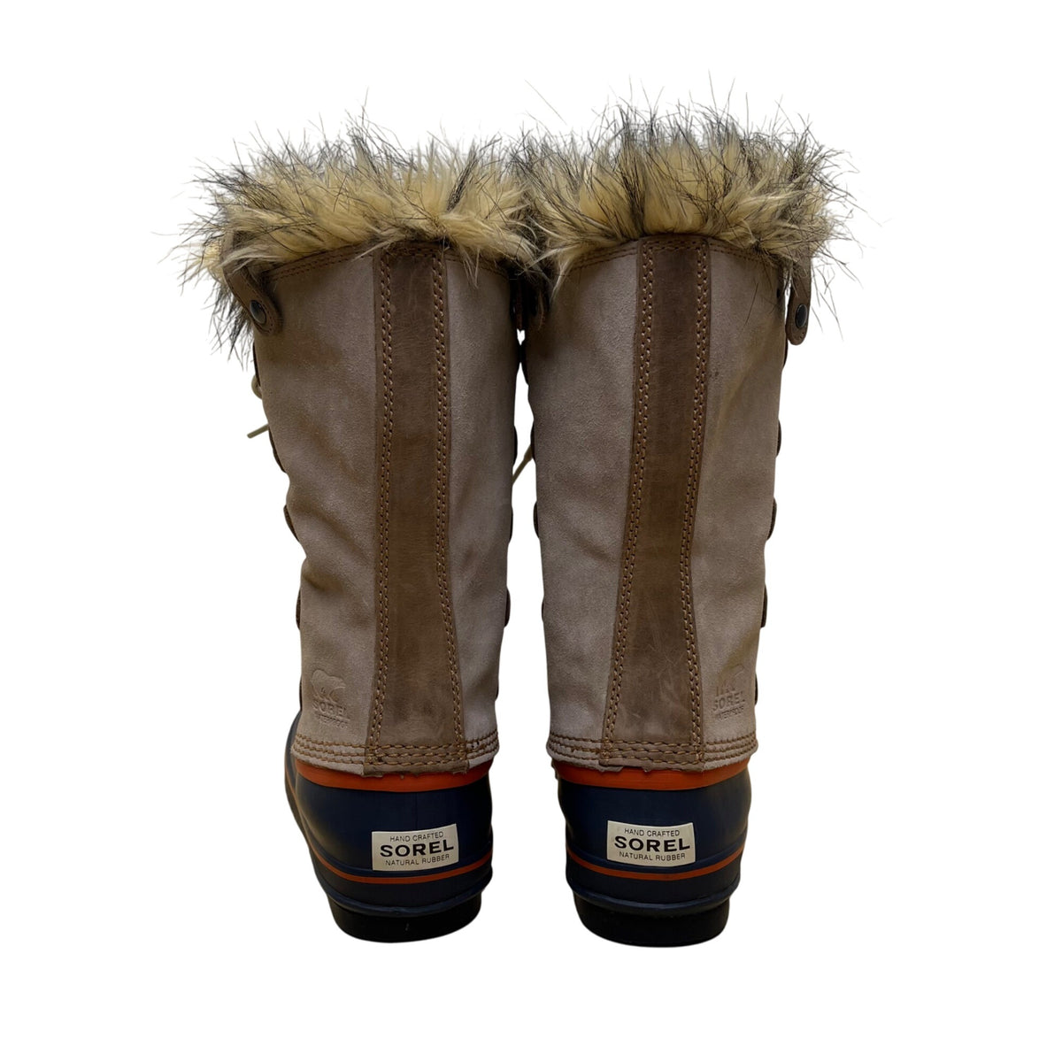 Sorel Women’s Brown & Navy Blue Faux Fur Lace Up Winter Snow Boots Size 7