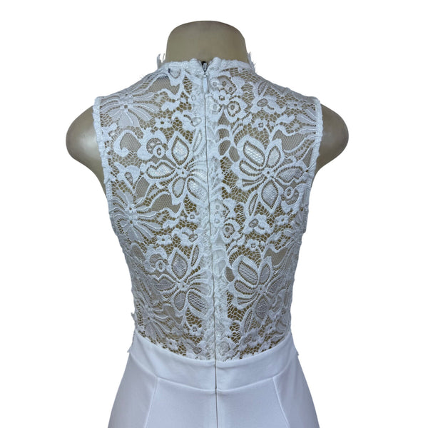 Valentine White Lace Sleeveless Wide Leg Jumpsuit For Women Sz L