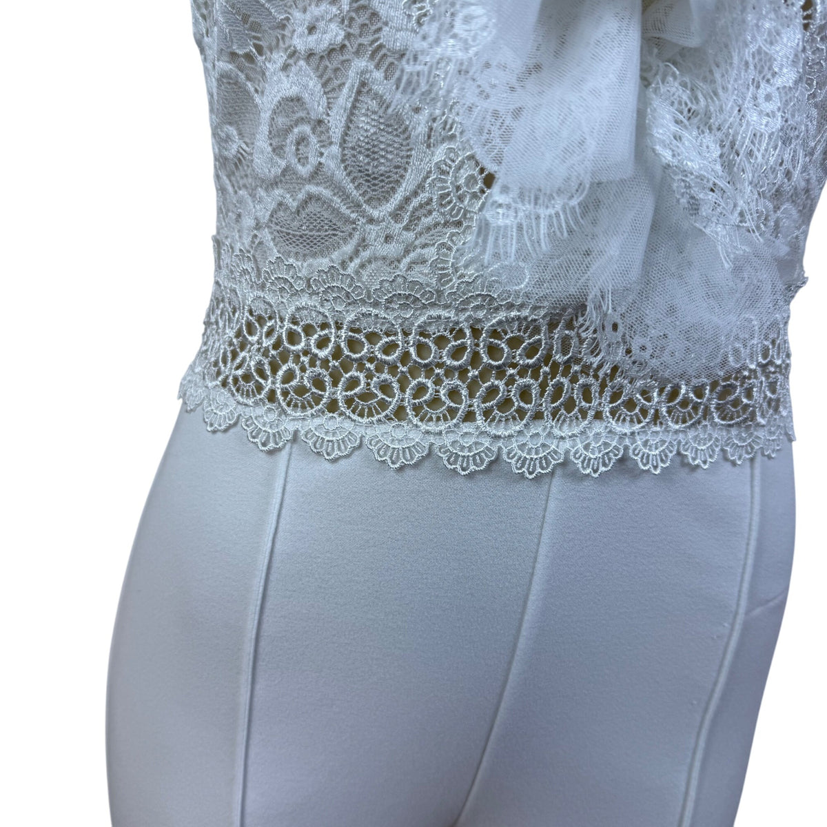 Valentine White Lace Sleeveless Wide Leg Jumpsuit For Women Sz L