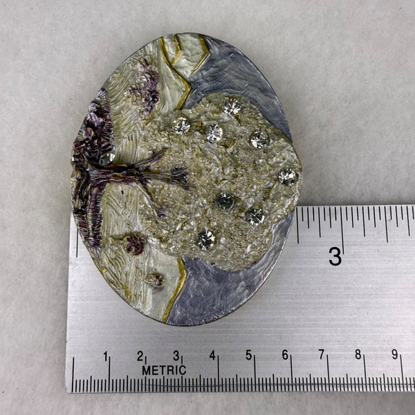 Vintage Oval Tree Of Life With Rhinestones Belt Buckle