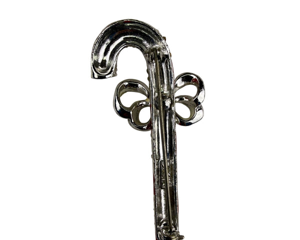 Lisner Womens Red & Silver Tone Candy Cane Brooch Vintage Holiday Jewelry Ornament