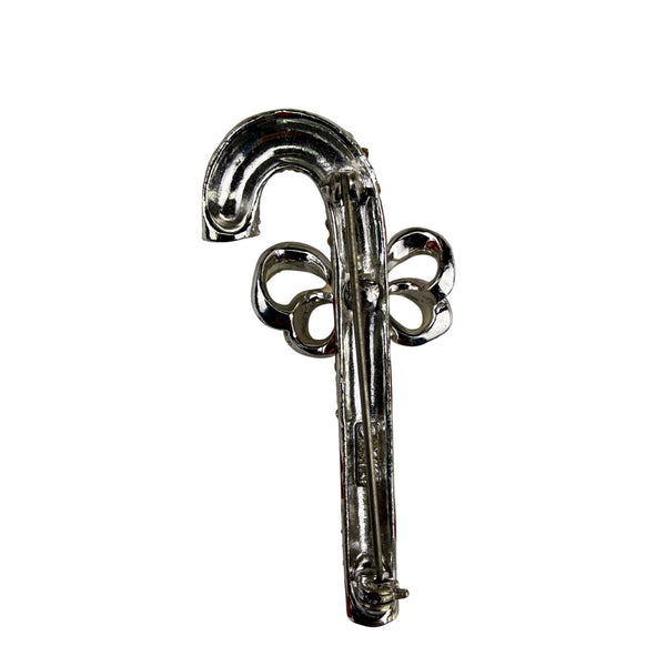 Lisner Womens Red & Silver Tone Candy Cane Brooch Vintage Holiday Jewelry Ornament