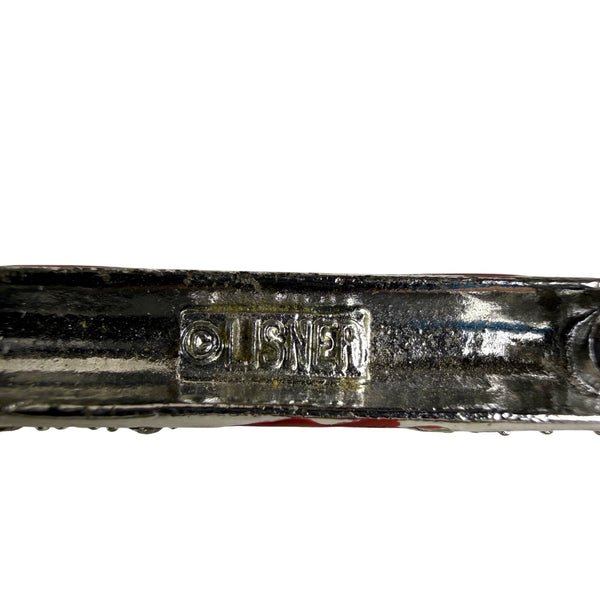 Lisner Womens Red & Silver Tone Candy Cane Brooch Vintage Holiday Jewelry Ornament