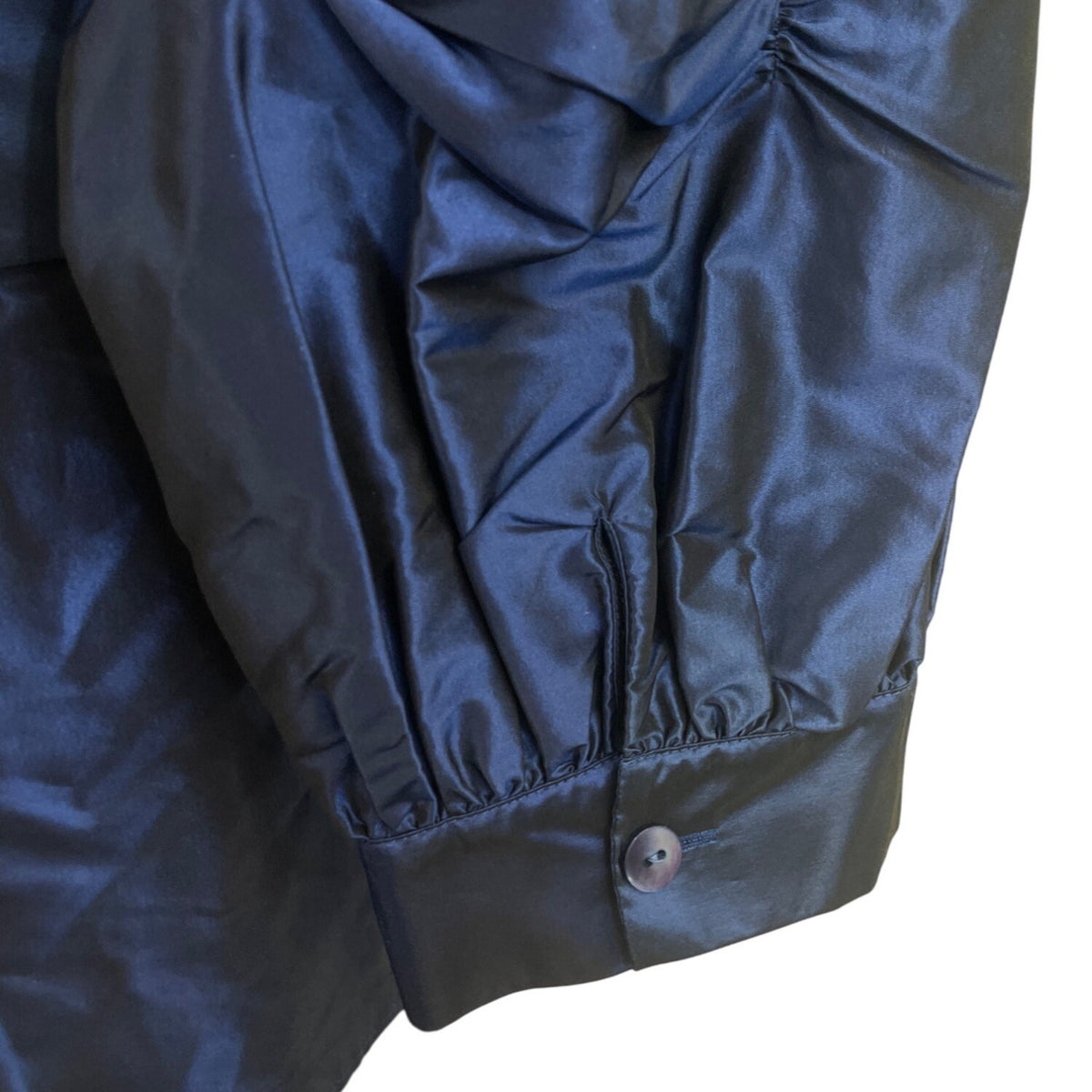 Lafayette 148 Blue Womens Button-Up Satin Blouse With Bow Belt 3/4 Sleeves Sz 18