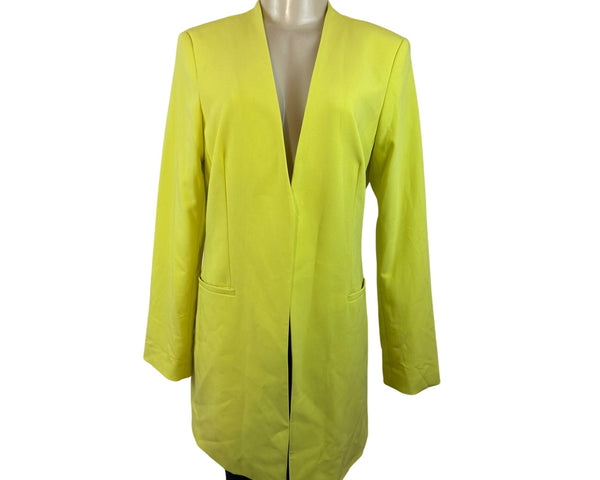 Calvin Klein Women's Lime Open Front Long Blazer Jacket Sz 12
