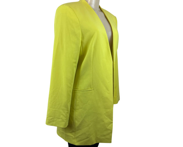 Calvin Klein Women's Lime Open Front Long Blazer Jacket Sz 12