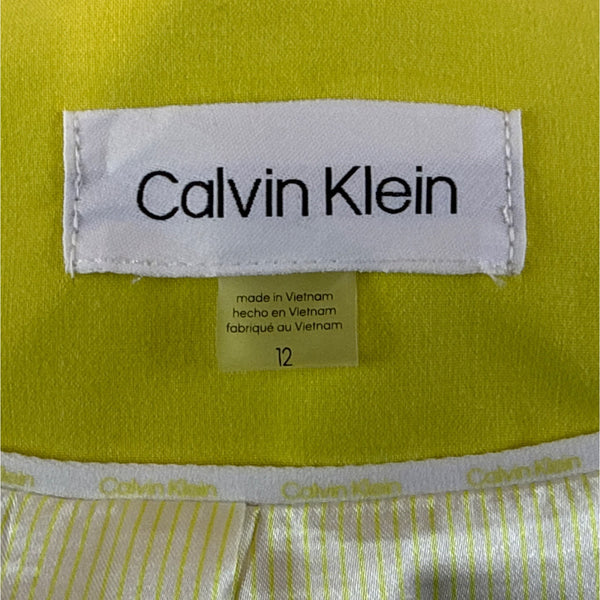 Calvin Klein Women's Lime Open Front Long Blazer Jacket Sz 12