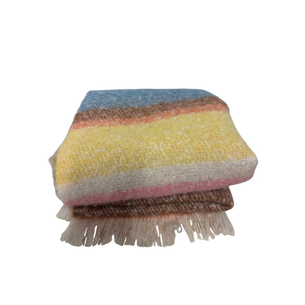 Multicolor Polyester Unisex Scarf With Fringe Lightweight & Soft Striped Design One Size