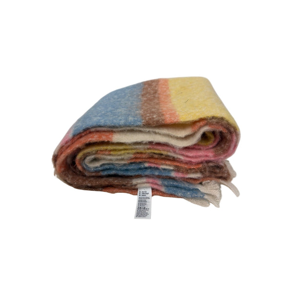 Multicolor Polyester Unisex Scarf With Fringe Lightweight & Soft Striped Design One Size