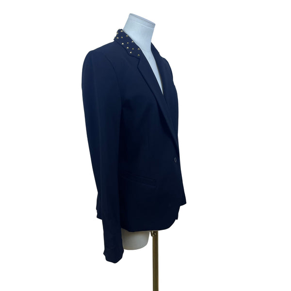 Aqua Women's Black Studded Collar Blazer Size 6 Stylish One Button