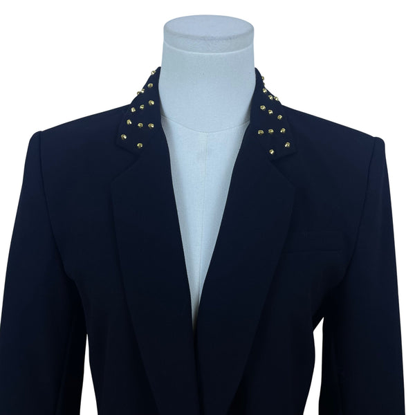 Aqua Women's Black Studded Collar Blazer Size 6 Stylish One Button