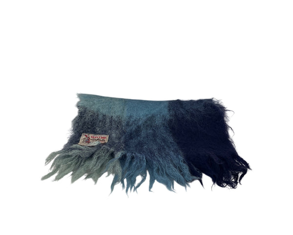 Glen Cree Mohair Multi-Blue Fringed Scarf Scotland Soft Lightweight Warm Accessory
