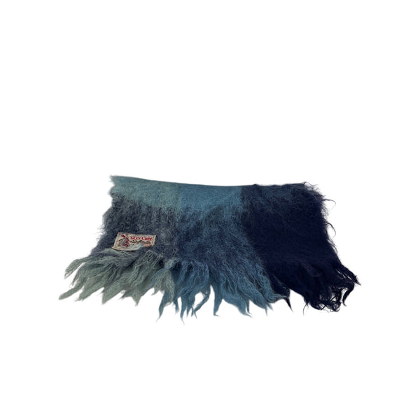 Glen Cree Mohair Multi-Blue Fringed Scarf Scotland Soft Lightweight Warm Accessory