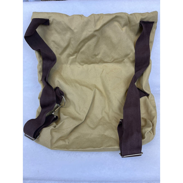 Current Unisex Yellow Canvas Backpack Brown Trim Bicycle Design Adjustable Straps Vintage