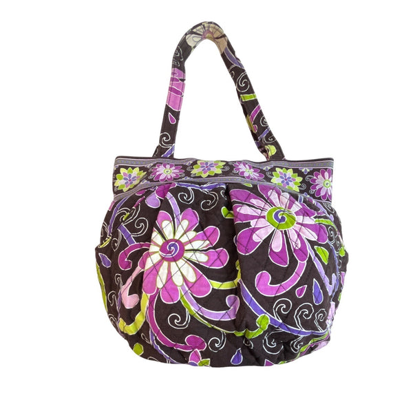 Vera Bradley Women's Black Flowered Multicolor Floral Shoulder Bucket Bag Sz M