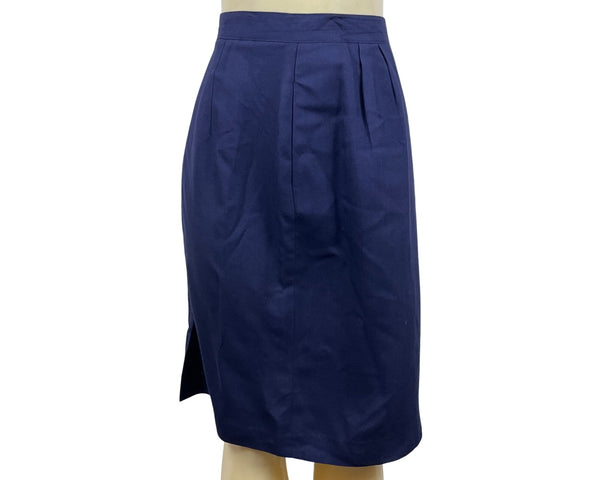 Victor Costa Navy Skirt Size 10 Rayon and Polyester Lined Womens Knee-Length Sz 10