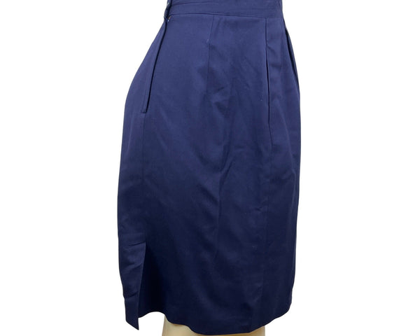Victor Costa Navy Skirt Size 10 Rayon and Polyester Lined Womens Knee-Length Sz 10