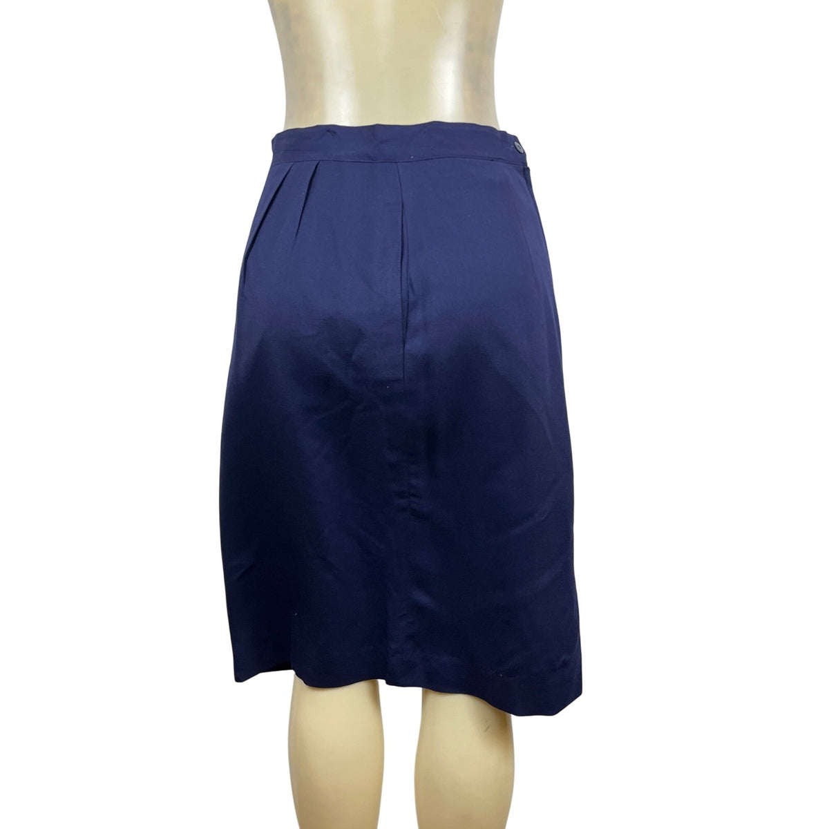 Victor Costa Navy Skirt Size 10 Rayon and Polyester Lined Womens Knee-Length Sz 10